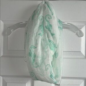 White and Green Seahorse Scarf